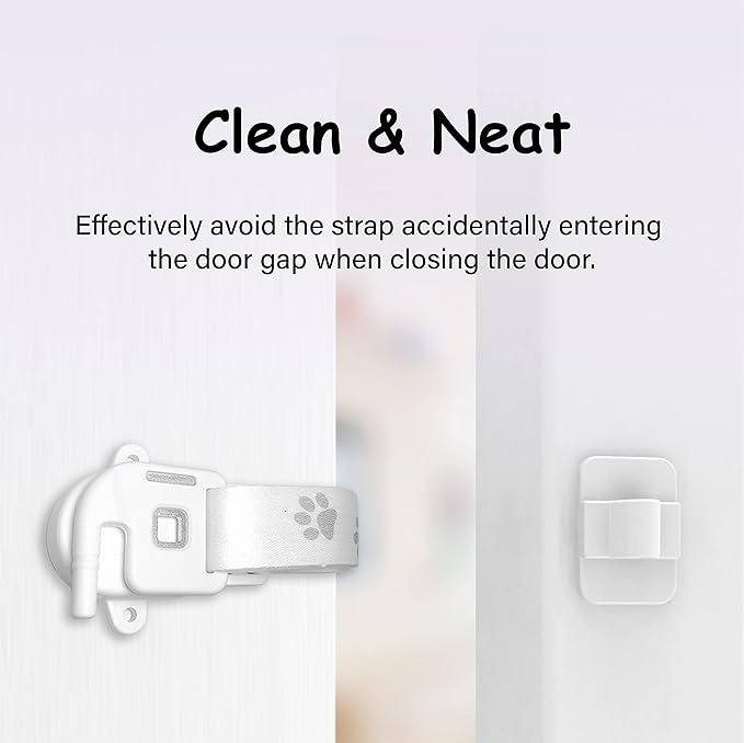 Neobay Adjustable Door Strap and Latch, Damage-Free Cat Door Latch to Keep Large Dog Out of Litter Box, Economical Alternative of Pet Gates and Interior Cat Door, Magnetic 1 Pack