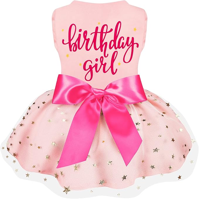 Birthday Girl Dog Tulle Dress - Dog Clothes Holiday Festival Dog Dresses Puppy Party Costumes Doggie Shirts Cat Outfits(X-Small,Red)