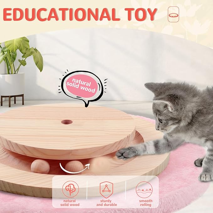 45'' Tall Cat Scratching Post,Heavy Duty for Indoor Large Cats 3.5Inch Diameter Natural Sisal Rope Post,Stable Real Wood Base,Artificial Plant Design Scratcher with Interactive Ball Toy for Home Decor