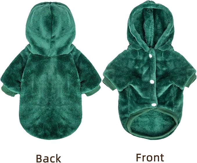 FabriCastle Dog Hoodie Sweater for Small Dogs Boy and Girl, Dog Clothes XS XXS Puppy Sweatshirt, Pet Outfit, Cat Clothing Super Soft Warm Snap On Closure (Dark Green, Large)