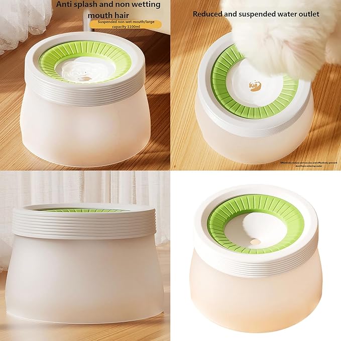 Floating Pet Water Bowl Prevents Wet Mouth for Cats Dogs, Nonslip Base Easy Assembly Pet Drinking Bowl