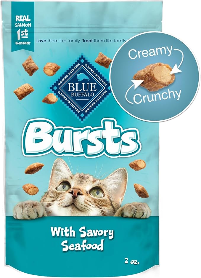 Blue Buffalo Bursts Great for Training Savory Seafood Crunchy & Creamy Cat Treats 2 oz.