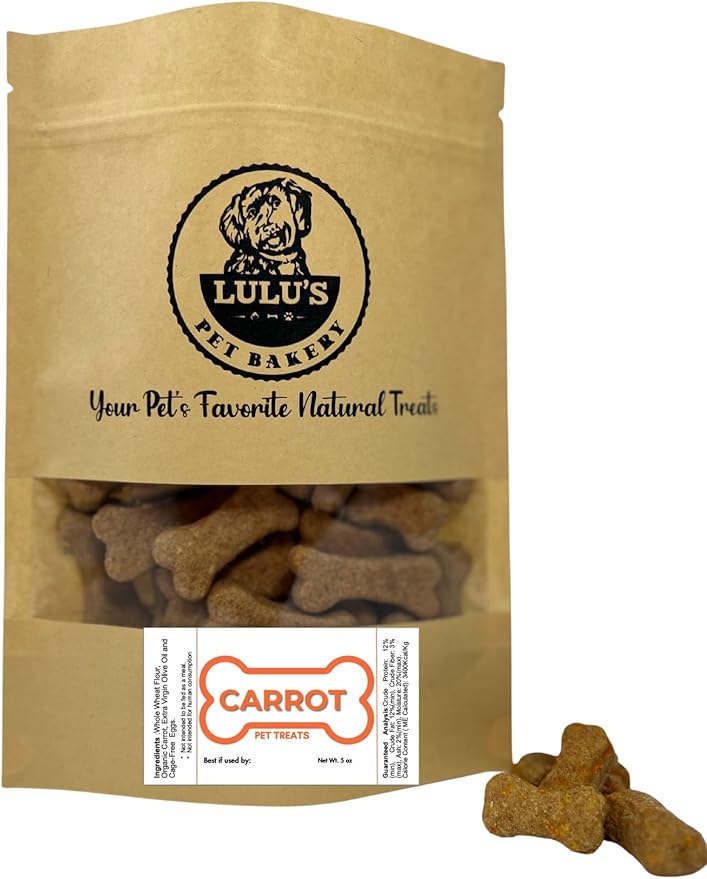Lulu's Pet Bakery - All-Natural Pet Treats - Human Grade - Made in USA (5oz, Carrot)