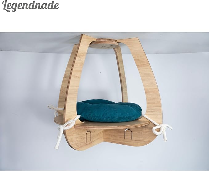 Personalized Hanging Cat Bed, Cat Hammock Wall Shelves, Cats Bed Window with Cushion, Wooden Shelf Perch Toy Bed for Playing Sleeping Scratching, Your Cats Gifts