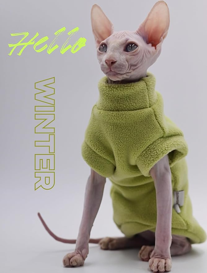 Hairless Cat Clothes Autumn/Winter Warm Fleece Super Soft Stretch Cat Clothes for Sphynx,Devon, Konis,Small Cats and Dogs (Purple, X-Large)