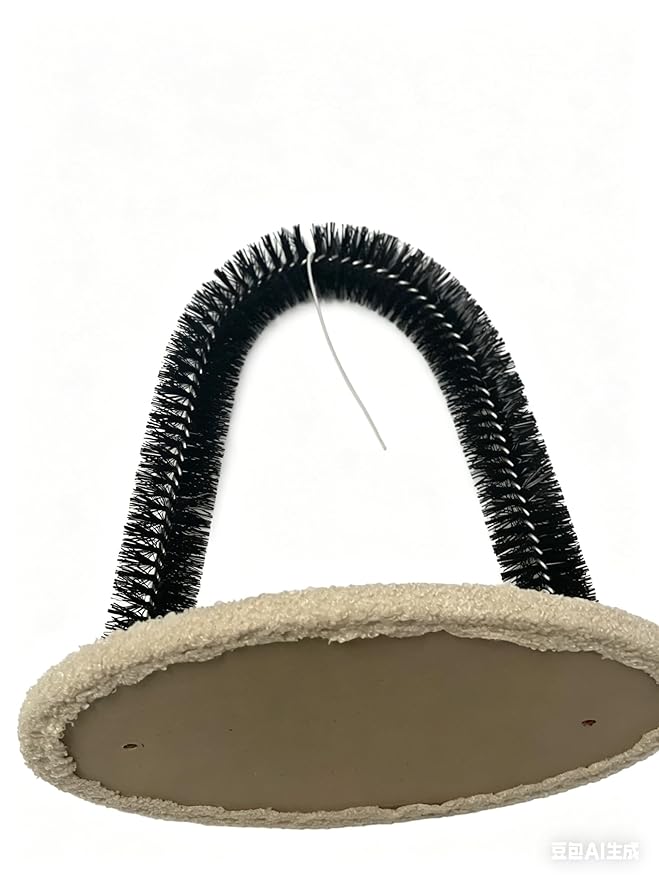 Cat Arch Grooming Brush, Self Groomer wtih Solid Wood Scratching Pad Rubbing Post & Toy with bell Pet Scratchers Fur Massager Cat Face Head Self Grooming Brush for Kittens Small Cats