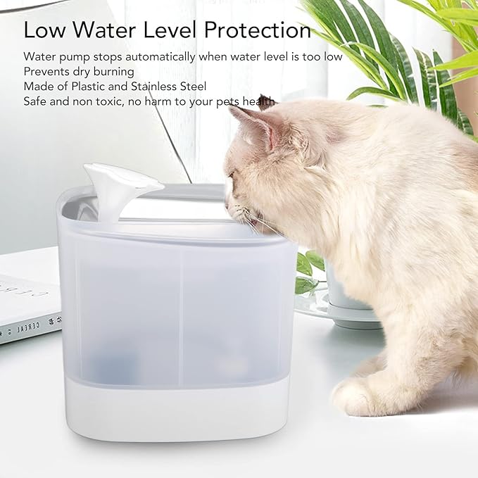 Tyenaza Pet Water Fountain, 2.5L Dog Drinking Fountain, 2 Modes Double Filtration Safe Automatic Cat Water Dispenser for Cat Dog Pet