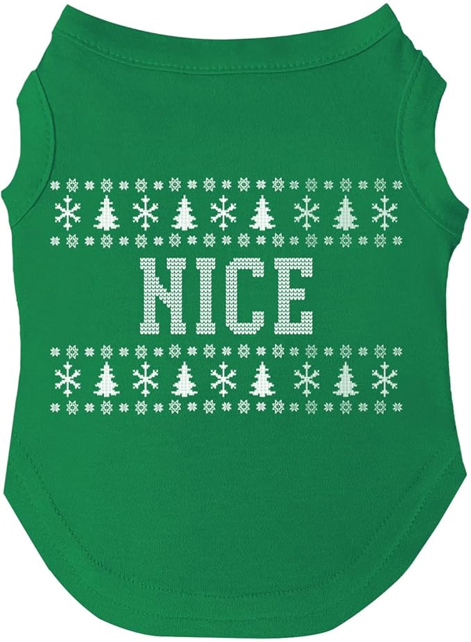 Nice Ugly Sweater Dog Tee Shirt | Sleeveless Breeds | Christmas | Holiday Season | Winter Wonderland | Gift |Green, 2X-Large 975
