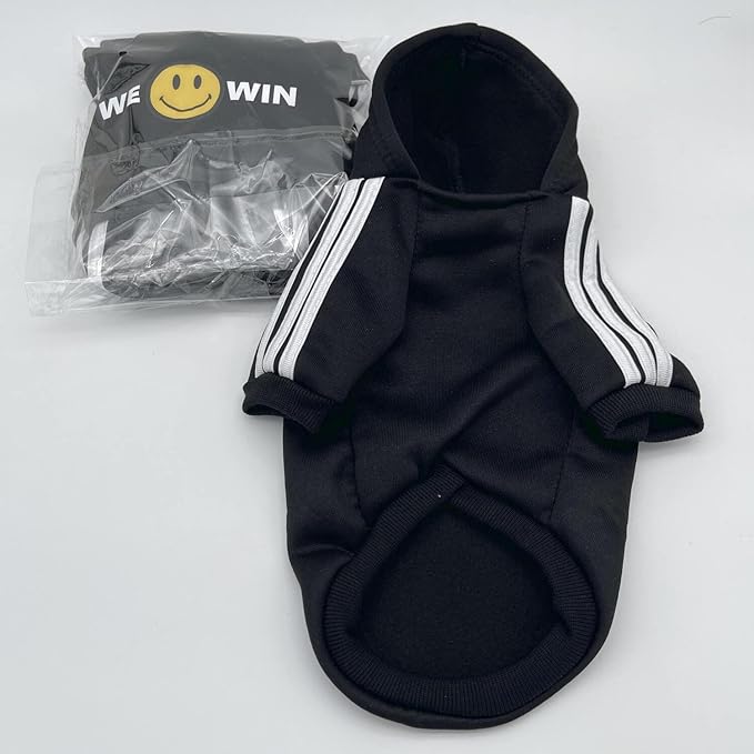 Cute Dog Hoodie Sweater Pullover Tracksuit Jacket Winter Cold Weather Coat Clothes Clothing 2-Legs Black for Cat Puppy Small Medium Big All Type Dogs (Medium)