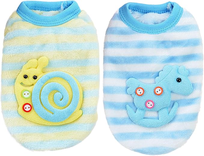 2 Pack Dog Sweaters for Small Dogs Girl Boy Winter Fleece Dogs Clothes Cute Warm Puppy Sweater Chihuahua Teacup Dog Clothes Pet Outfit Pink Blue (Blue, Small(for6.5-8lb))