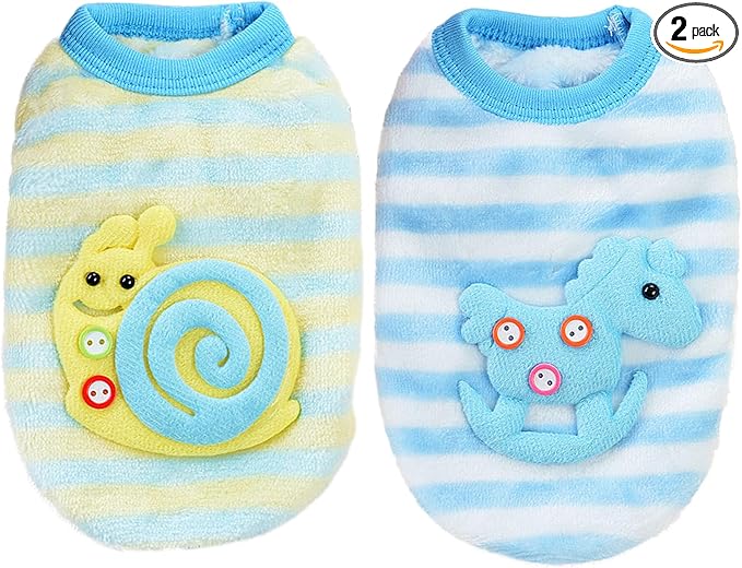 2 Pieces Dog Sweaters for Small Dogs Girl Winter Fleece Puppy Clothes Cute Warm Puppy Sweater Chihuahua Teacup Dog Clothes Pet Outfit 3.5-6lbs (X-Small)