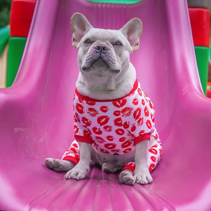 CuteBone Dog Pajamas Valentines Costumes Fleece Pet Clothes Puppy Onesie Winter Holiday Cute Cat Jammies Keep Your Pet Warm in The Cold Weather P116XS
