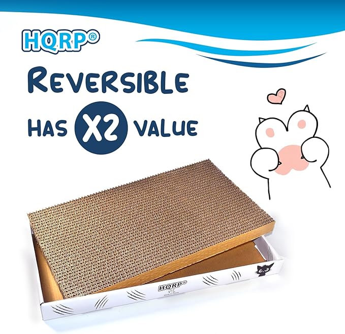 HQRP 3-pack Large Cat Scratcher Cardboard 17.5"x9.5" Cat Scratcher Box, Reversible Cat Scratch Pad Board, Wide Flat Scratching Pad for Cats, Corrugated Scratch Bed, Cardboard Scratcher for Indoor Cats