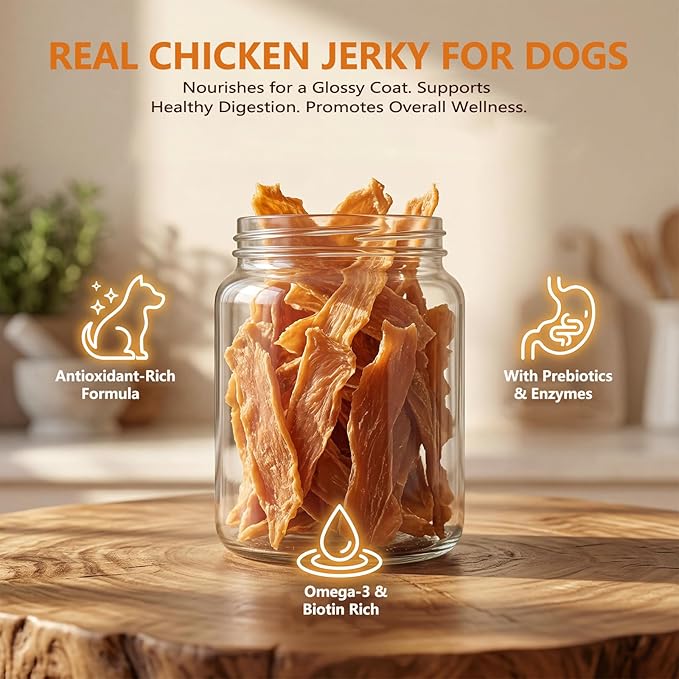 Chicken Jerky Dog Treats, Single Ingredient Real Chicken Breast, 9 oz High Protein Grain Free Training Treats & Dog Chews for Small & Medium Dogs