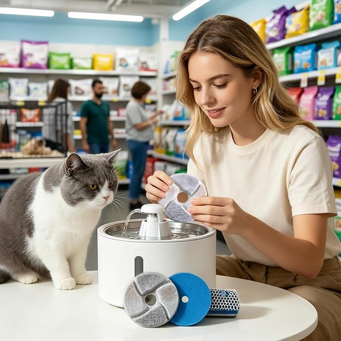 Cat Water Fountain, Drinking Pads Filter, Pet Hydration Gear with Smart Style, Utility Helper for Daily Drink, Filter Mate, Fountain Helper for Dogs Drinking Watering Kitten Animal Daily Traveling