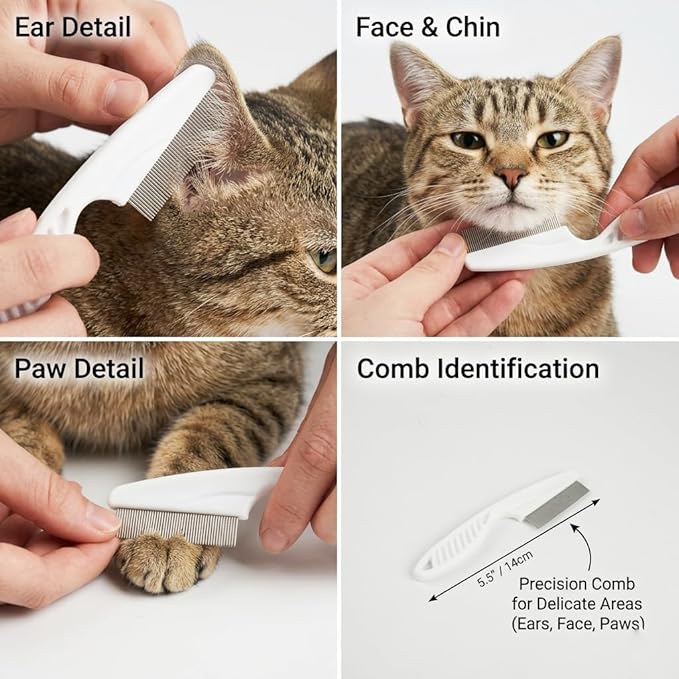 Prime Pets Cat Brush for Shedding, Self-Cleaning Slicker Brush for Long and Short Haired Indoor Cats, Fine Comb Protective Case Included