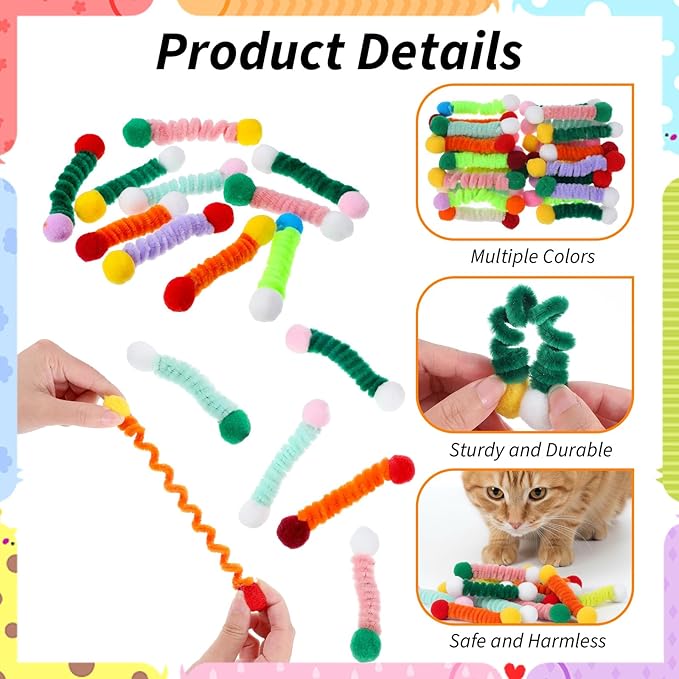 24PCS Spiral Coil Interactive Cat Toys, Cat Spring Toys in Vibrant Colors, for All-Age Kittens, Boredom Relief & Exercise Indoor Play, Swatting, Biting, Hunting Toys