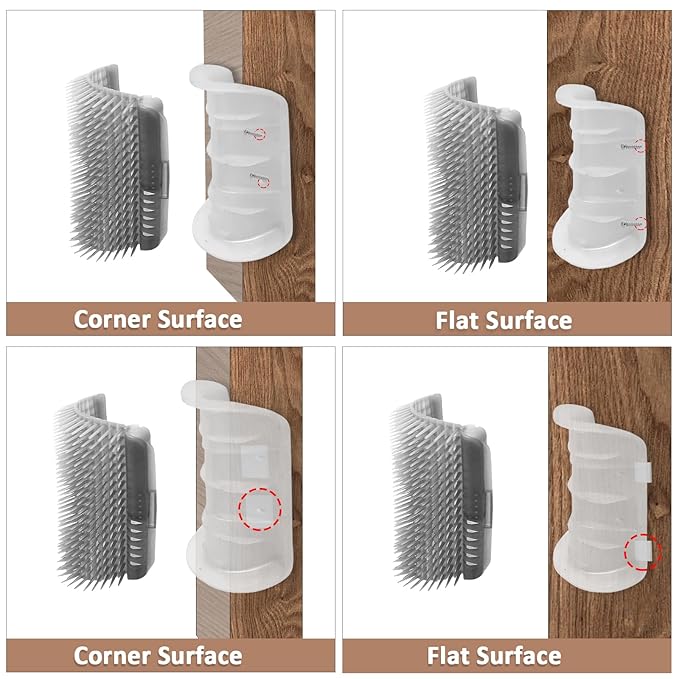 2 Pack Cat Self Groomer with Catnip Pouch Grey Cat Grooming Massage Brush Soft Cat Brush Cat Massager for Indoor Cats