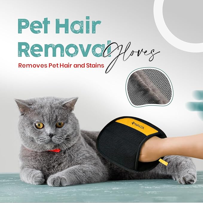 Pet Hair Removal Glove for Dogs & Cats – Reusable Electrostatic Pet Hair Remover Glove Quick Wiping & Washable – 2PCS Magic Brush pet Hair Tool with Comb & 2 Wall Hooks