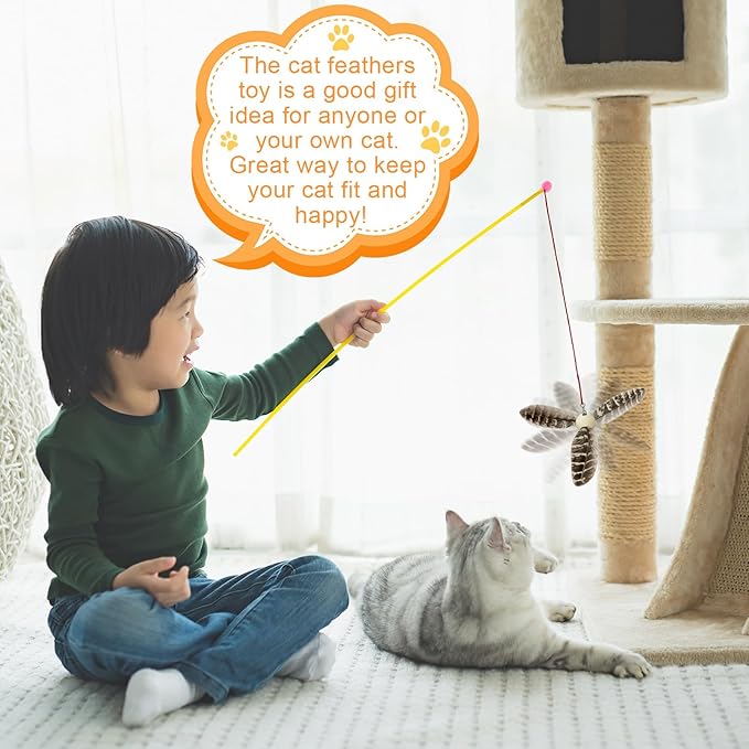 8 Pcs Cat Feather Propeller Refills Propeller Interactive Cat Toy Refills Kittens Toy Feather Replacement Wand Teasers Attachments for Kittens Wand (Stylish)