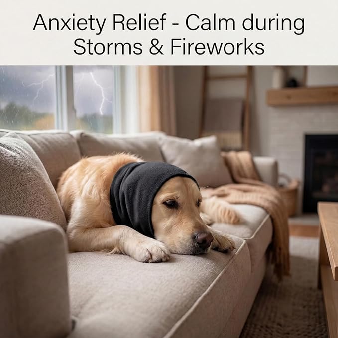 3-Pack Dog Calming Hoodie for Small to Large Dogs Muffs Noise Protection, Anxiety Relief Wrap, Soft Dog Headband for Grooming Blow Drying, Fireworks & Thunder Relief