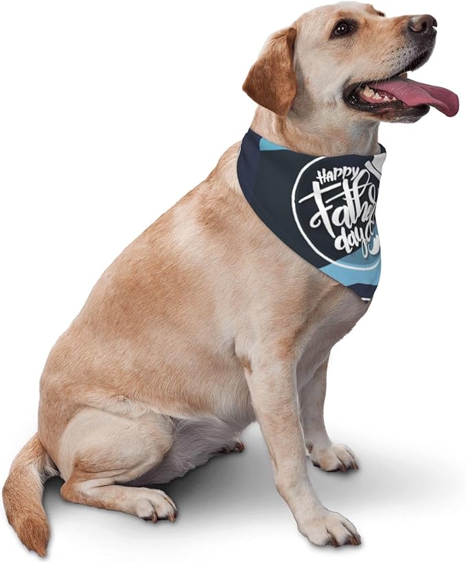 Happy Father's Day Dog Bandana Adjustable Reversible Triangle Dog Scarf Scarves Pet Bibs Costume Accessory Decor for Cats