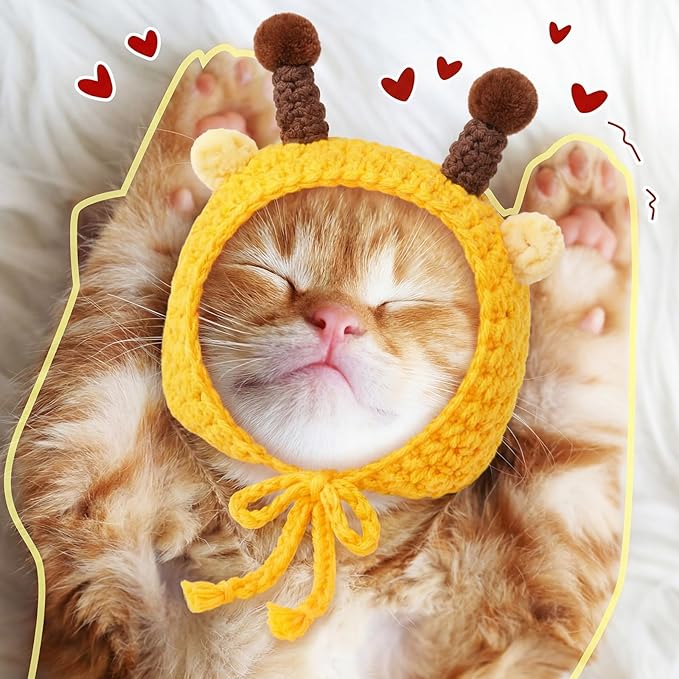 Weewooday 5 Pieces Cat Hats Costume Bunny Hat Outfit with Ears Small Dogs Kitten Puppy Party Costume Accessory Headwear(Classic Style)