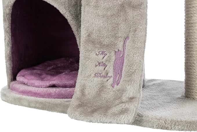 TRIXIE My Kitty Darling Castle Condo, Plush Cat Tree, Sisal Scratching Post, Removable Bed, Crinkling Blanket, Cat Toy