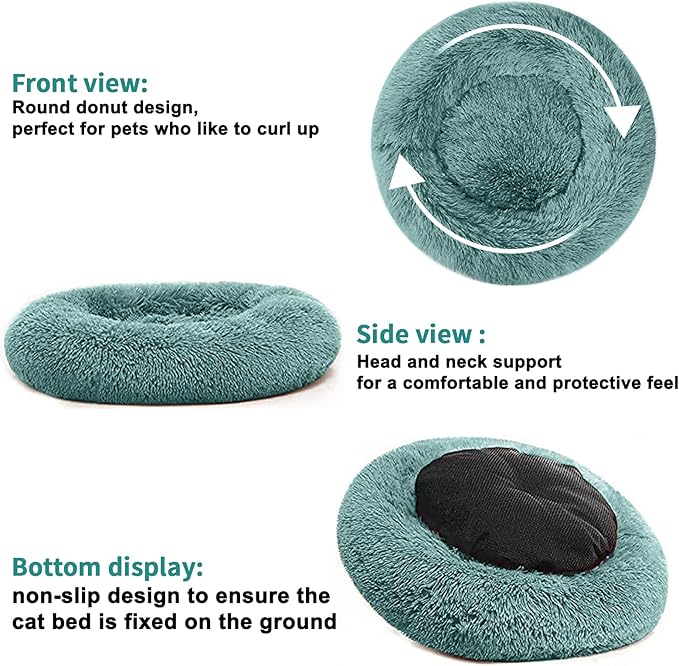 Nisrada Dog Bed for Small Medium Large Dogs, 24 inch Calming Dogs Bed, Washable-Round Cozy Soft Pet Bed for Puppy and Kitten with Slip-Resistant Bottom