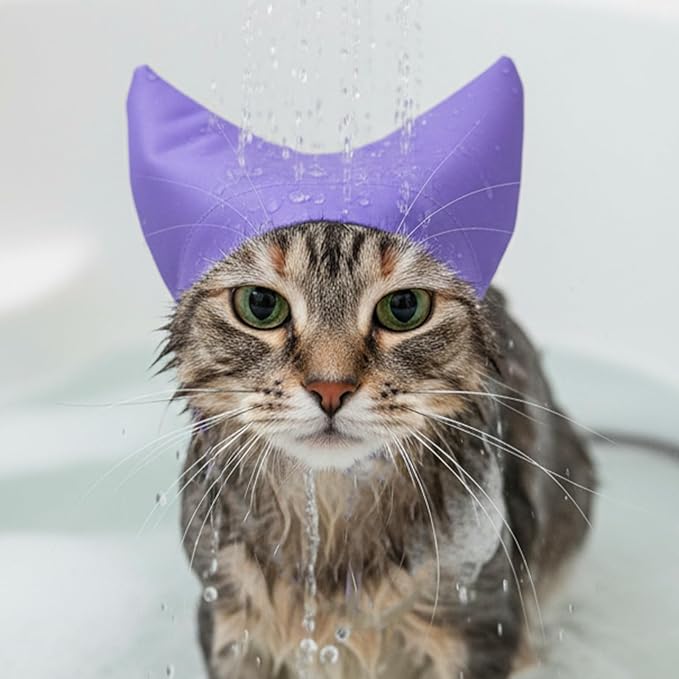 Cat Ear Covers for Bath, Dog Ear Covers for Bath Adjustable Pet Shower Cap Shower Caps Waterproof Small Dog Cat Pet Bathing Drops Guard Grooming Accessories for Kitten Puppy Small Pets Protector