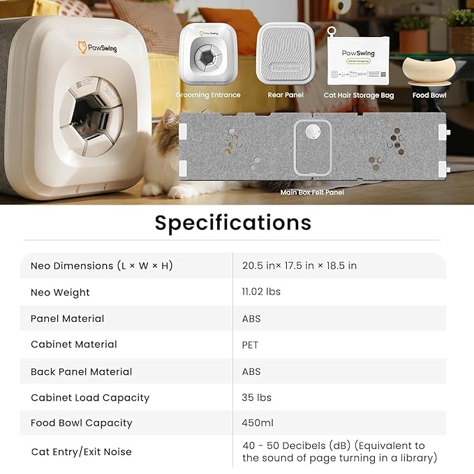 Cat Self Groomer Neo with 360° Skin Friendly Brush Self Cleaning Automatic Fur Collection Grooming House for Hairball Control and Shedding Relief Autocomb Cat Auto Grooming Box for All Cats