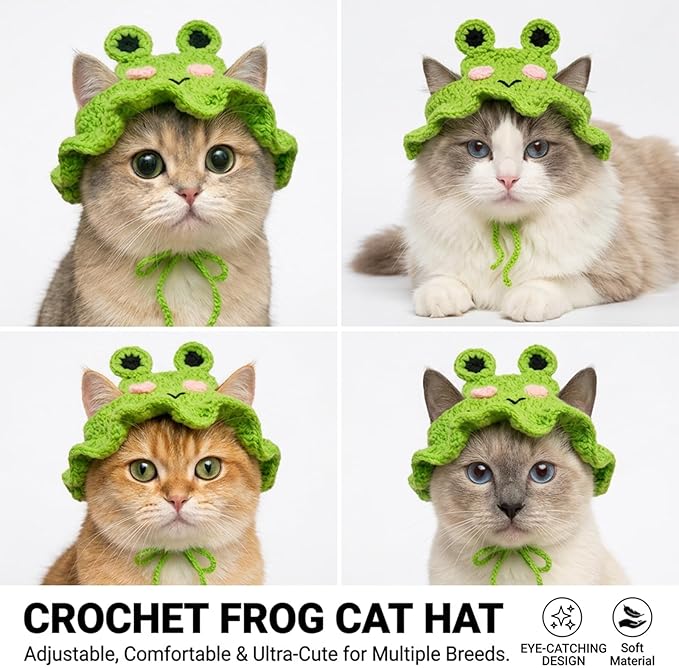 Cat Hat for Cats, Pet Cute Halloween Christmas Party Costume Accessories Headwear Comfortable for Puppy Cat Kitten Pet Puppies 11-14" (Green)