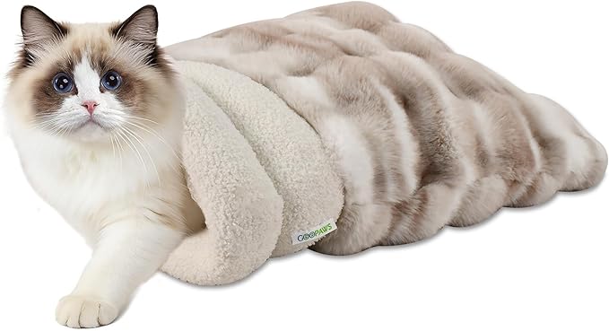 4 in 1 Self Warming Burrow Cat Bed, Pet Hideway Sleeping Cuddle Cave (Style- Tie-Dye Grey)
