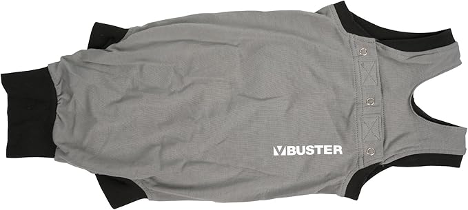 Kruuse Buster EasyGo Recovery Suit for Cats – Black/Grey (3X Small, 11.5") – Soft, Breathable Post-Surgery Bodysuit for Wound Care, Hot Spots & Incontinence – Comfortable Protection for Cats