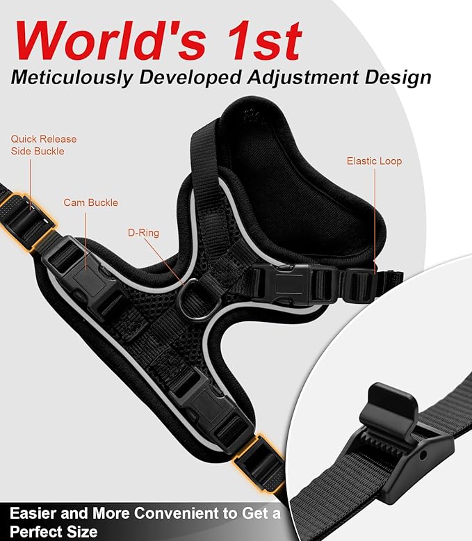 Cat Harness and Leash for Walking Escape Proof Soft Adjustable Cat Leash Breathable Comfortable Vest Easy to Wear Kitten Harness for Outdoor Travel (Black, S (7-12lb))