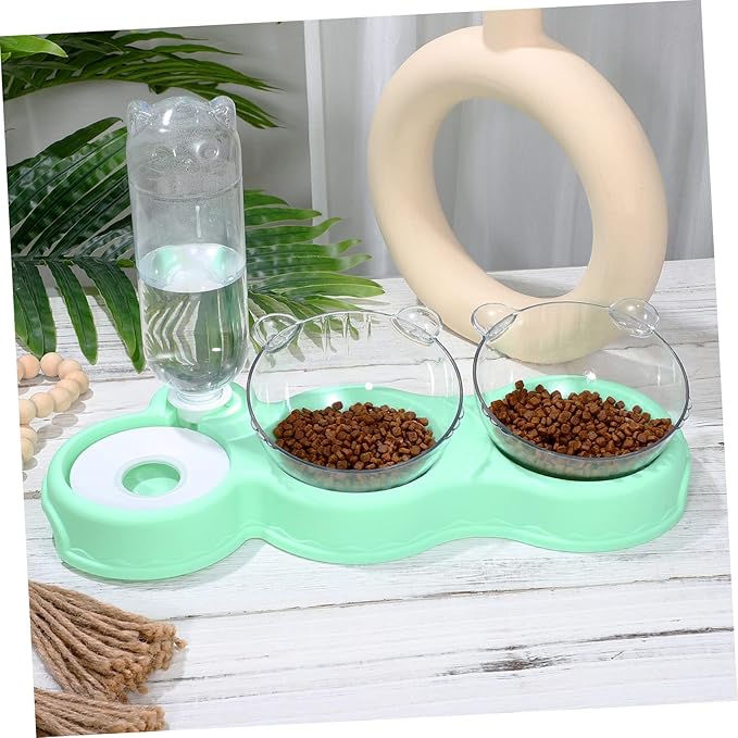 Toddmomy Elegant Cat Feeding Elevated Bowls Auto Water Feeder Sturdy Slots Tilt for Easy Eating Plastic