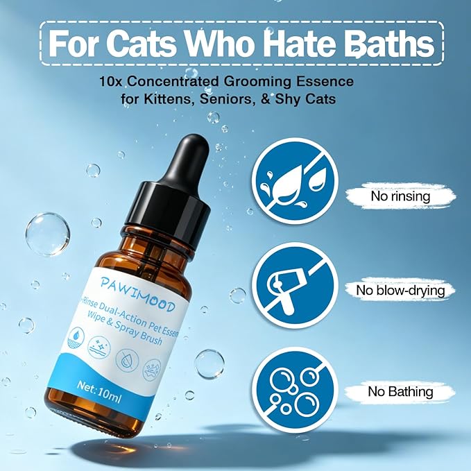 2Pcs Waterless No-Rinse Pet Shampoo Essence for Dogs & Cats, Concentrated Deodorizing Formula Neutralizes Odors & Hydrates Coat with Pomegranate Scent, for Steam Brush,0.34 oz*2