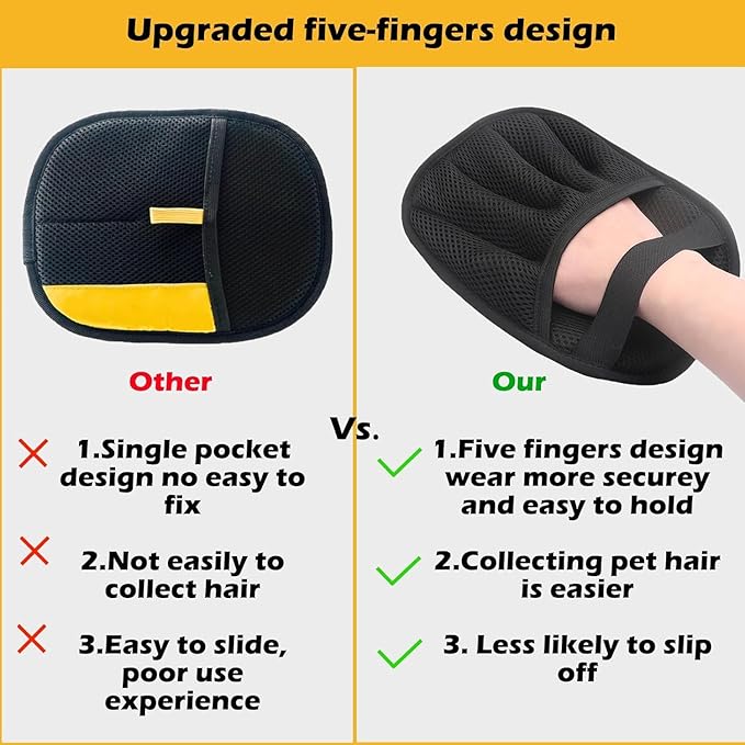 Electrostatic Hair Removal Gloves Reusable Pet Hair Cleaning Gloves for Removing Cat and Dog Hair from Clothes, Sofas, Carpets, and Dust. Household Hair Removal Brush (1)