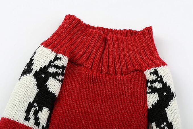 Lanyarco Ugly Vintage Christmas Dog Sweater, Knit Xmas Reindeer Holiday Pet Clothes Outfit Dog Christmas Sweater for Dogs, Large (L) Size 15"