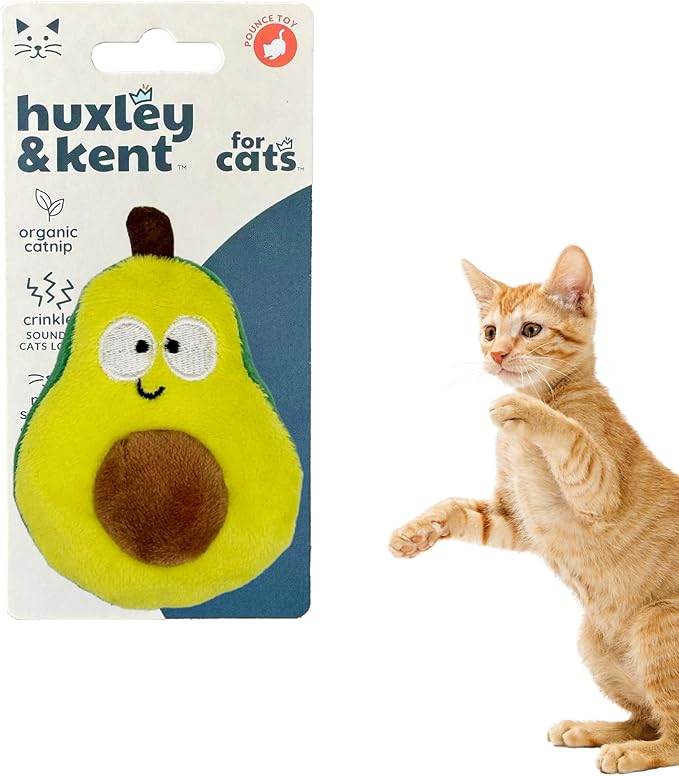 Huxley & Kent Popper Plush Cat Toy - Interactive Catnip Toy for Cats & Kittens - Treat Hiding Soft with Crinkle & Catnip - Fun Indoor Play - Avocado Popper