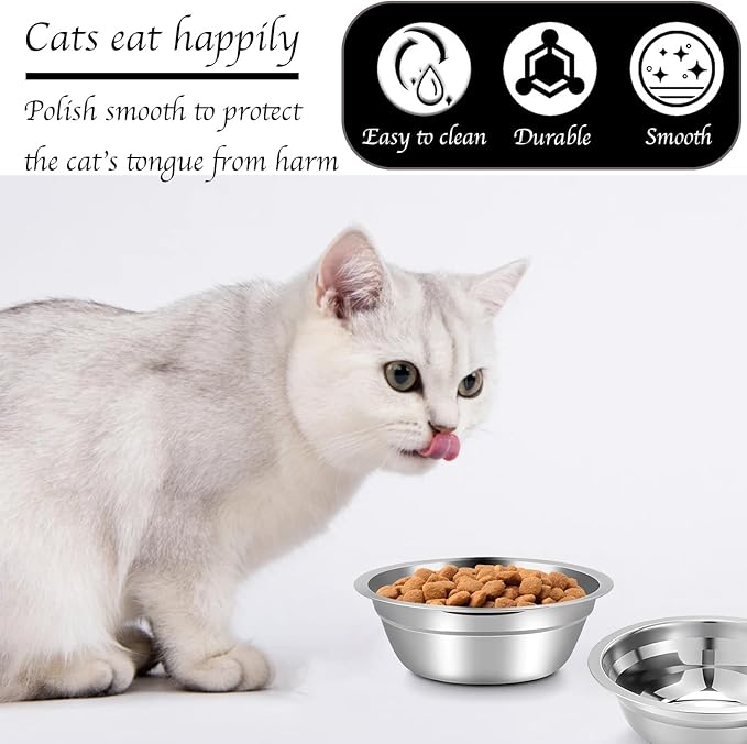 Stainless Steel Cat Bowls, 20 Pcs Cat Food Bowls Cats Feeding Dishes, Whisker Fatigue Cats Bowls Small Pet Bowls for Dogs Cats and Other Small Animals, 5.5 Inch