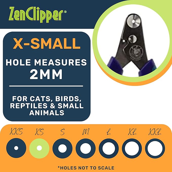 Zen Clipper Pet Nail Clipper for Cats – Cat Nail Clipper for Safer Cat Grooming and Nail Care - Clean, Quiet, and Easy-to-Use Stainless Steel Cat Claw Trimmer - (2mm Hole)