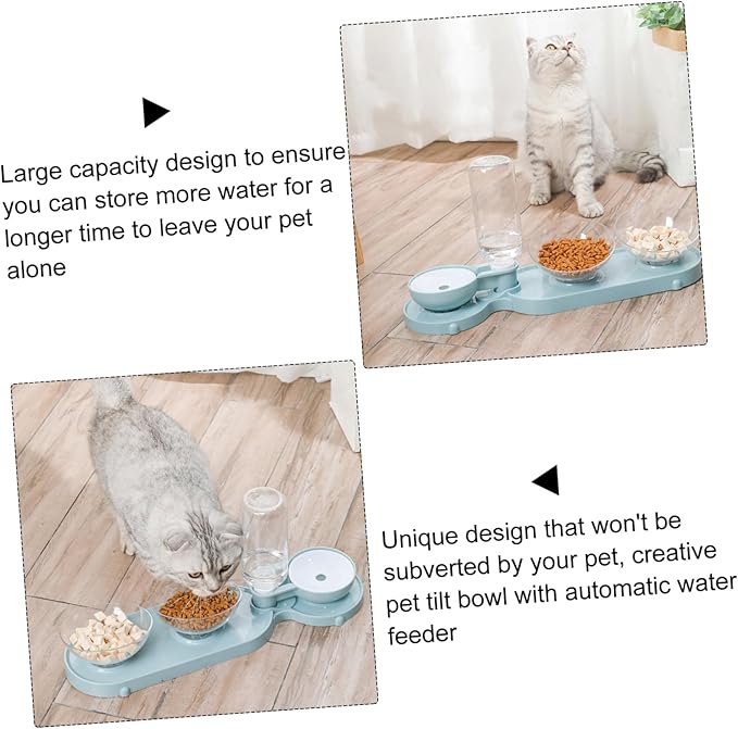 GALPADA Automatic Water Feeder with Double Tilt Bowls for Cats Pet Drinking Bottle Durable Pet Feeder Bowl Convenient Water Dispenser for Indoor Use