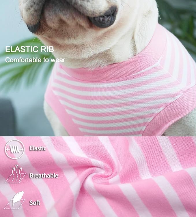 Dog Pink Recovery Suit for XX-Large Female Spay,Male Dog Surgery Suit, Narrow Pink-White XXL