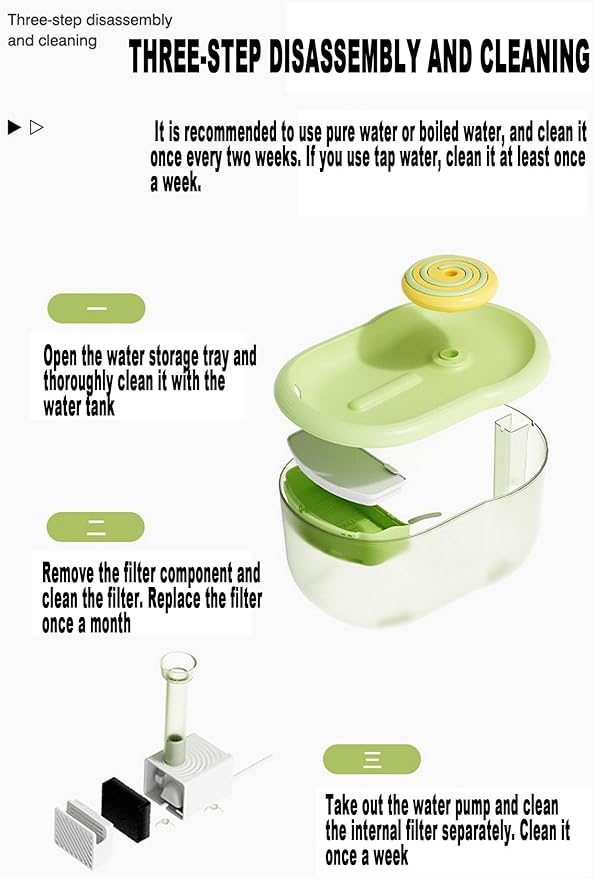 77oZ(2.2L) cat Fountains for Drinking with Candy-Shaped Spout, 4-Layer Filter, Silent Pump, and Anti-Slip Base - Enhance Your Cat's Drinking Experience! (Lollipop-Green)