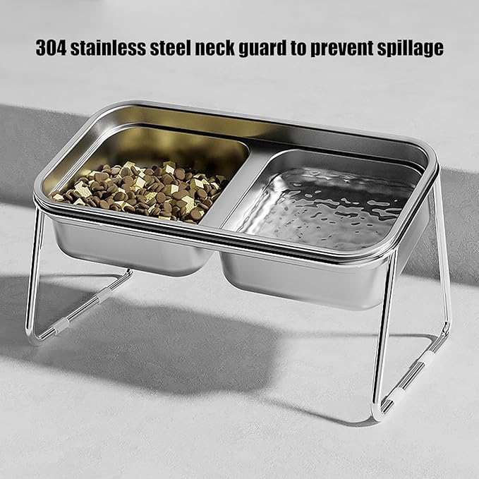 Elevated Cats Bowls Feeders Rustless Steel Bowl Stand with Weighted Base Feeding & Watering Pet Supply