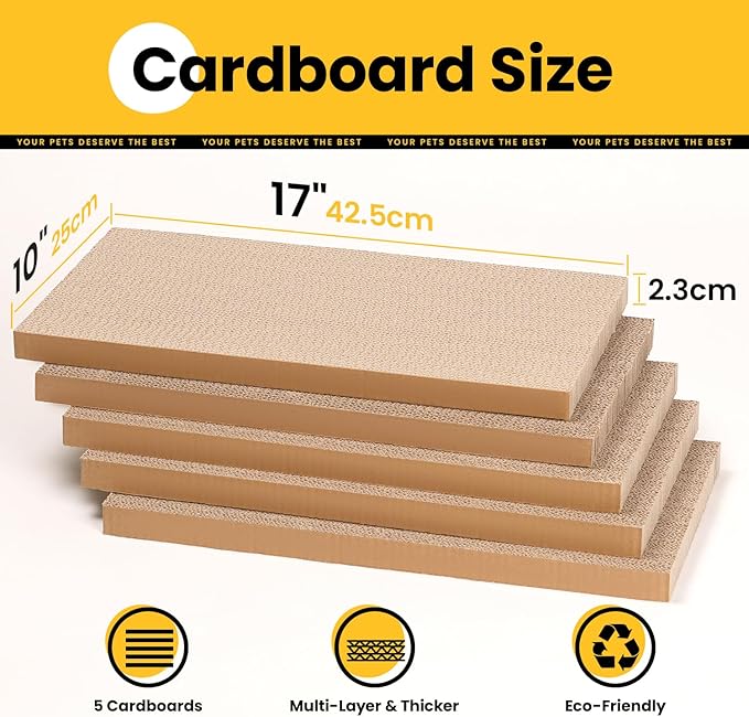 Conlun Cat Scratcher Box with Heavy-Duty Double-Sided Cardboard Pad, Cardboard Lounger, Interactive Hole Design, Cat Bed for Indoor Cats, Checkered,Large - 5 Pack