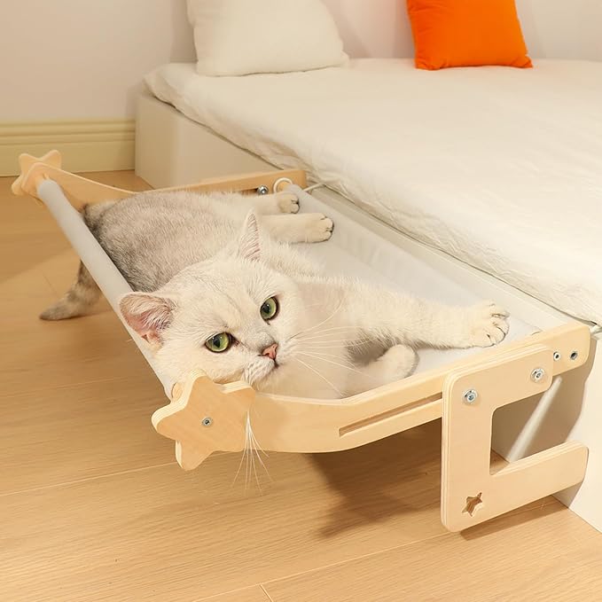Strong Metal Hook Pet Perch for Openings and Beds Includes Soft Washable Pad for Cozy Napping Indoor Furniture