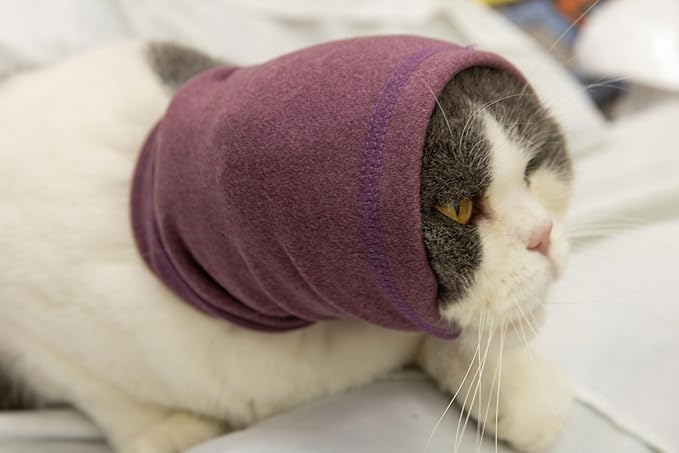 Cat Snood Cover Noise Cancelling Ear Wrap Neck Cat Head Cover Ear Wrap for Baths Pail Lilac S