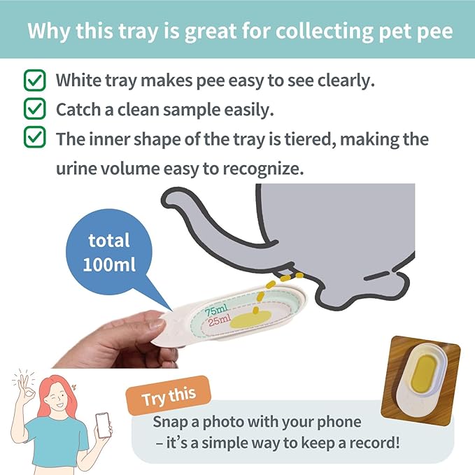 Cat Urine Collection Kit (6-Pack) – Clean Catch Urine Sample Tray for Cats & Small Dogs – Disposable Pet Urine Collector Tray – No Special Litter Needed – Made in Japan